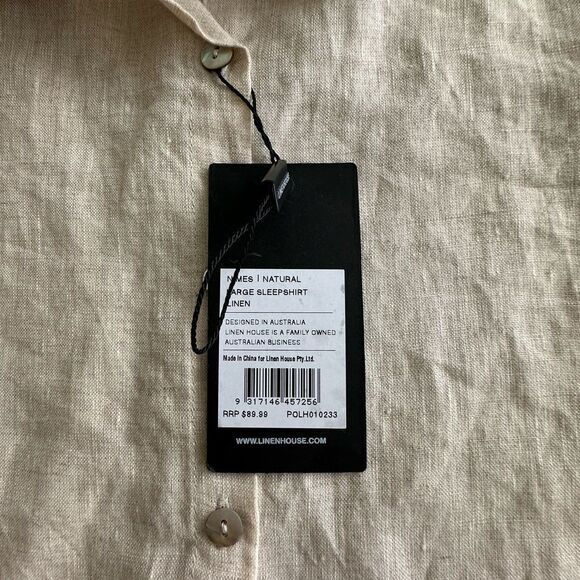 Linen House Nimes‎ Linen Sleepshirt Natural L NWT - Picture 5 of 6